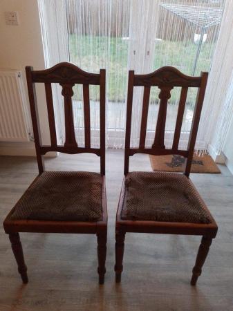 Image 2 of Pair of antique wooden chairs for sale