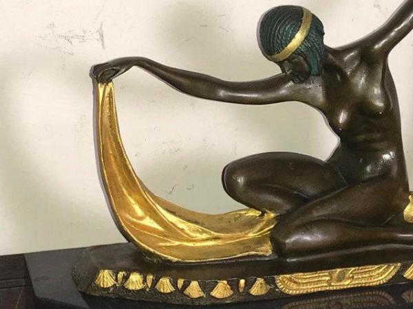 Image 3 of Art Deco “ Dancing With Egyptian “ Bronze & Marble