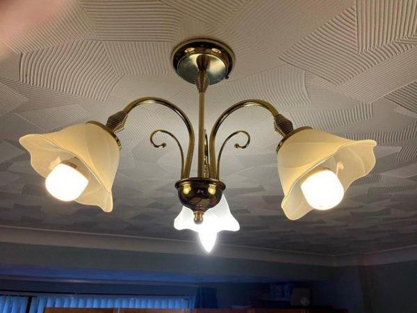 Image 1 of 3 Quality Ceiling Light fittings with white glass shades.