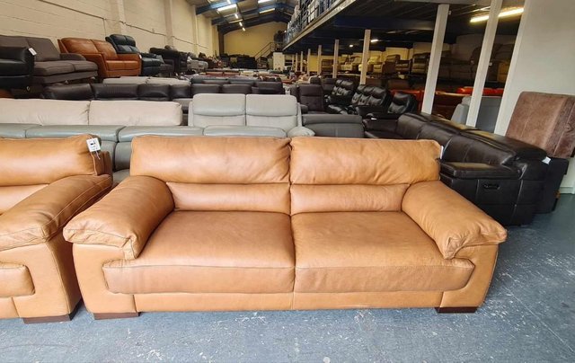 Image 2 of Santino apollo tan leather 3+2 seater sofas