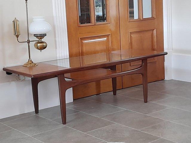 Preview of the first image of Mid Century G PlanGlass Top Teak Coffee Table.