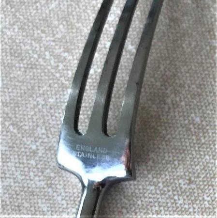 Image 2 of Vintage meat fork, stainless steel + wooden handle.