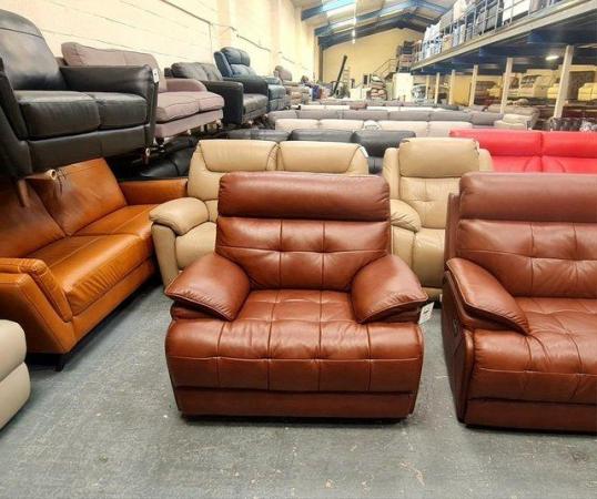 Image 11 of La-z-boy Knoxville brown leather 3 seater sofa and armchair