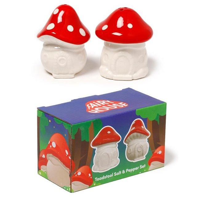 Preview of the first image of Novelty Ceramic Salt & Pepper Set - Fairy Toadstool House..
