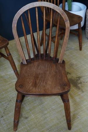 Image 11 of L. Victorian 4 Hoop Back Windsor Farmhouse Elm Dining Chairs