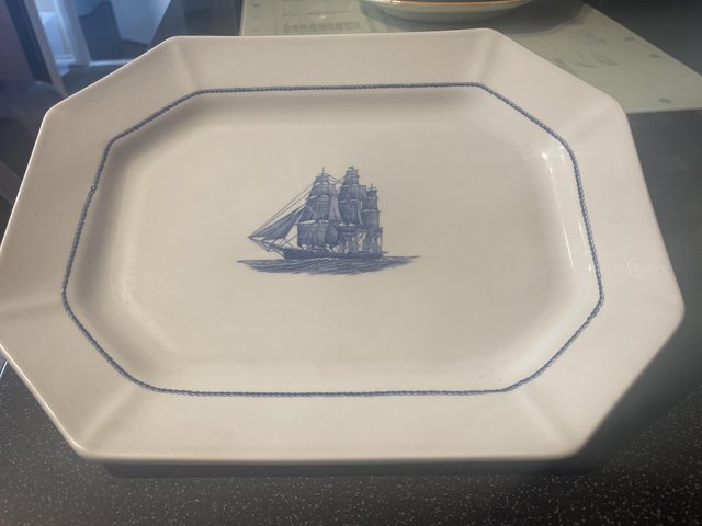 Preview of the first image of Wedgewood American Clipper meat platter.