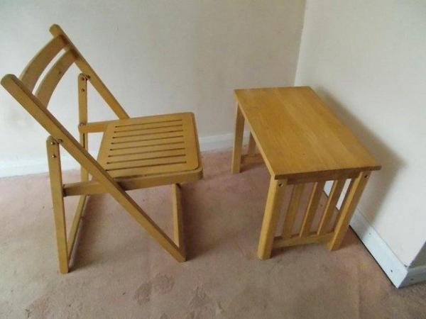 Image 3 of Beech folding chair and solid table Caravan, picnic, camper