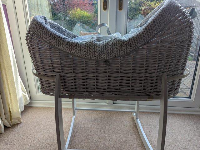 Preview of the first image of Moses basket with mattress and stand.