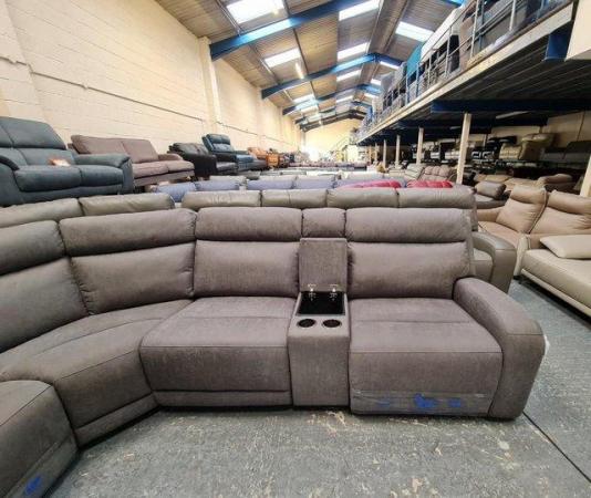 Image 2 of Paisley grey fabric electric recliner large corner sofa