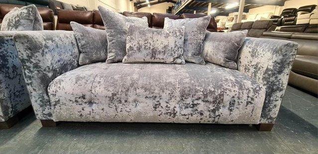 Image 11 of Sapphire Crushed Grey Plush Fabric 3+2 seater sofas