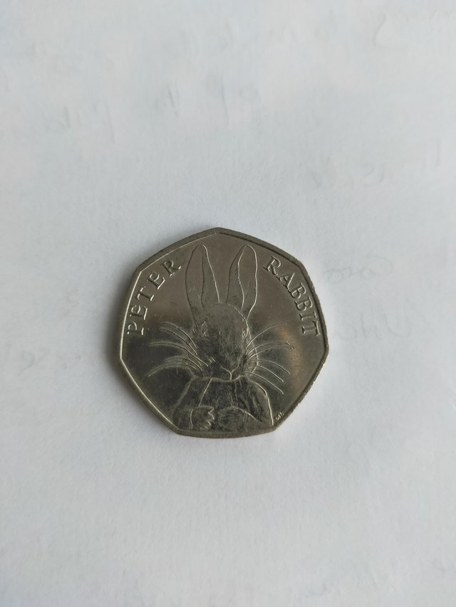 Preview of the first image of 2016 Peter Rabbit 50p Coin (Used).