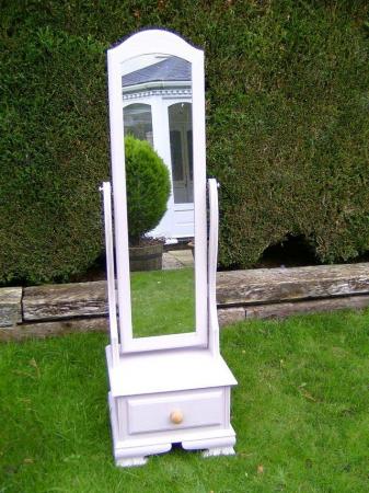 Image 3 of Large wooden cheval swivel mirror with drawer