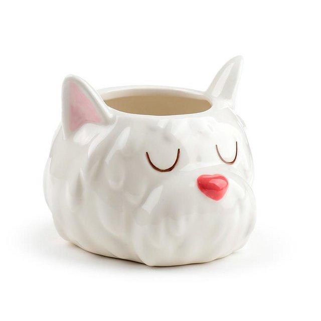 Preview of the first image of Decorative Ceramic Indoor Shaped Planter - Westie Dog Head..