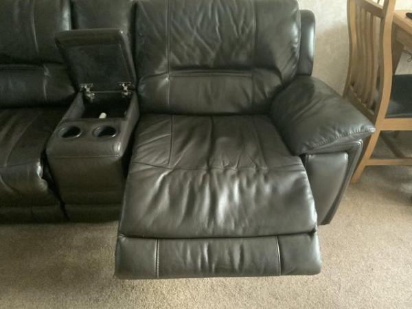 Image 4 of Harvey’s brown leather corner sofa with power recliners