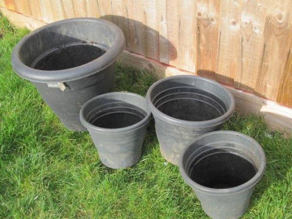 Image 2 of Assortment of black plastic pots