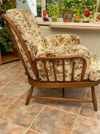 Image 2 of Vintage Ercol Jubilee Armchair with original cushions.