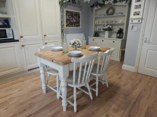 Image 4 of Vintage Pine Kitchen / Dining table & 4 chairs