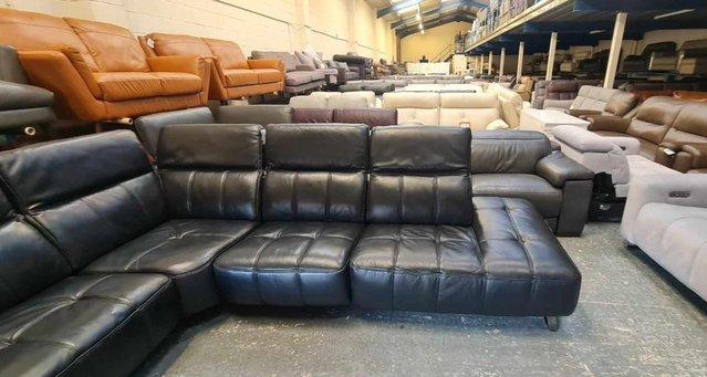 Image 7 of Ex-display Packham black leather recliner corner sofa