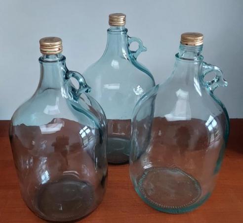 Image 1 of Demijohn 5 Litre x 3 Clear Glass with Handle and Screw Top