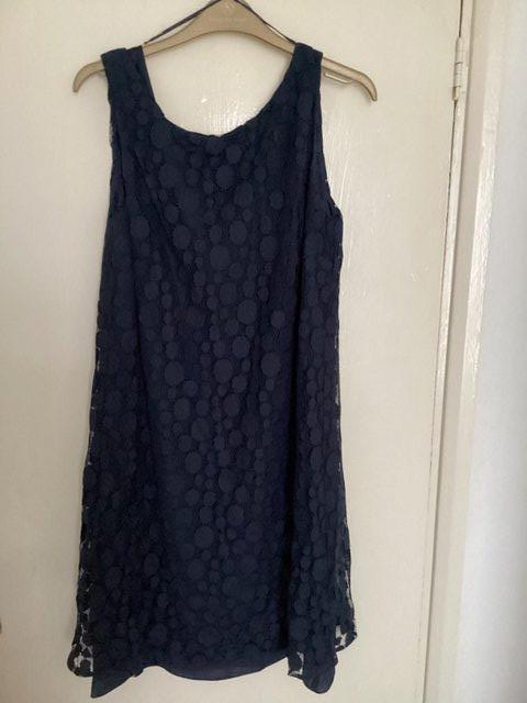 Preview of the first image of Jacques Vert Navy Lace Overlay Dress Size12 Used.