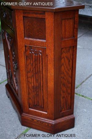 Image 6 of OLD CHARM TUDOR OAK CANTED HALL TABLE CABINET CUPBOARD STAND