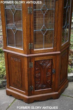 Image 91 of OLD CHARM LIGHT OAK CANTED CHINA DISPLAY CABINET STAND UNIT