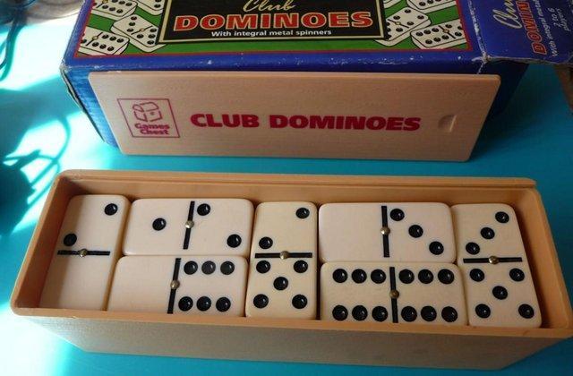 Preview of the first image of Club Dominoes with Integral Spinners. Top Quality and cased.