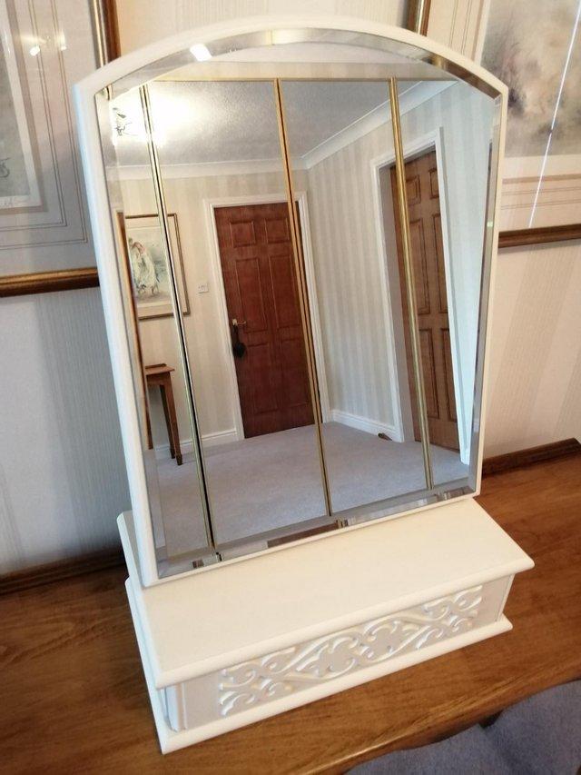 Preview of the first image of Hammonds Furniture Cream Dressing Table Mirror and Base.