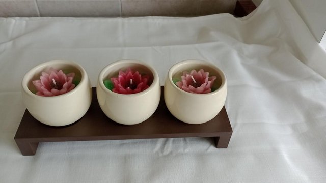 Preview of the first image of Ceramic Flower Candles On Stand.