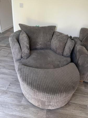 Image 2 of DFS corner sofa, swivel chair and footstool
