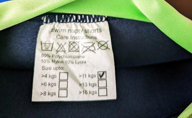Image 3 of Swimbest Navy/Lime Green Nappy Shorts - Size up to 11Kg. BX4