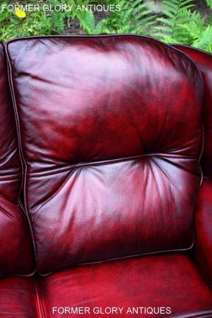 Image 13 of SAXON OXBLOOD RED LEATHER CHESTERFIELD SETTEE SOFA ARMCHAIR