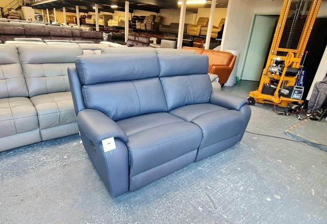 Image 2 of La-z-boy Winchester blue leather electric 3 seater sofa