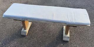 Image 1 of 2x reclaimed wood benches (with fabric toppers) for sale