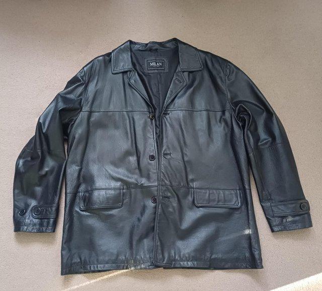 Preview of the first image of Mens Black Milan Leather jacket XXL.