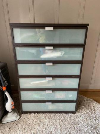 Image 1 of Ikea Hoppen Chest of drawers with opaque glass fronts