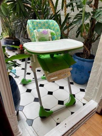 Image 1 of Chicco Baby Highchair with plastic cushions.