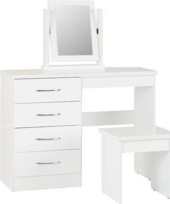 Preview of the first image of NEVADA DRESSING TABLE SET IN WHITE GLOSS.