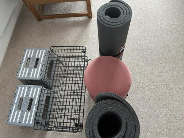 Image 2 of 6pcs Package: 2 yoga mat, 2 foldable mini stool, 1 shoe rack