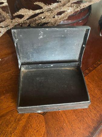 Image 2 of Antique pewter box with engraved  lid