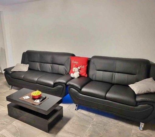 Image 2 of Best Leather 3+2 Sofa in black color