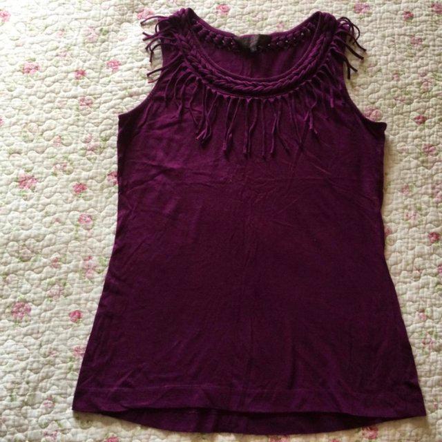 Preview of the first image of Size M GREAT PLAINS Purple Fringe Vest.