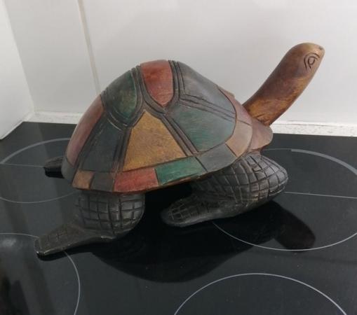 Image 17 of A Fairtrade Wooden Tortoise.Height 7".