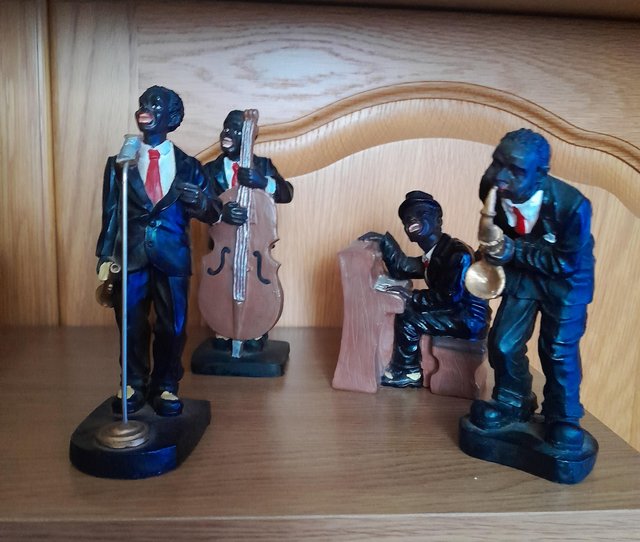 Preview of the first image of Vintage Set of 4 Hand Painted African/American Jazz Band.