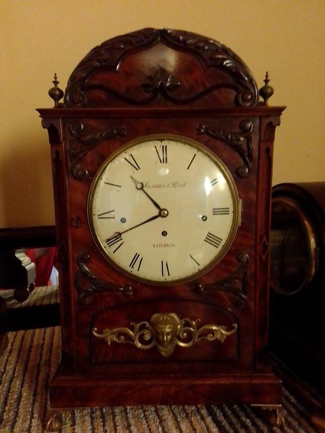 Preview of the first image of Antique Thwaites & Reed 8 bell triple fusee bracket clock.