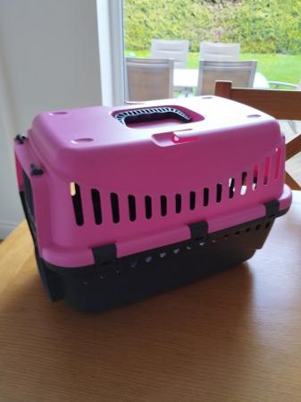 Image 2 of Pink and grey small pet carrier