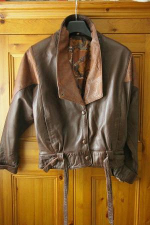 Image 1 of Ladies waist length jacket two tone brown