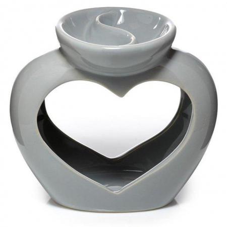 Image 1 of Ceramic Heart Shaped Double Dish and Tea Light Oil and Wax B
