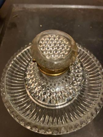 Image 3 of Cut glass inkwell with stand and brass rim