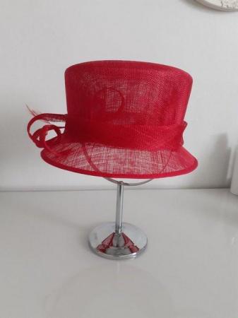 Image 3 of IMMACULATE BEAUTIFUL RED HAT, WEDDING / RACES worn once.